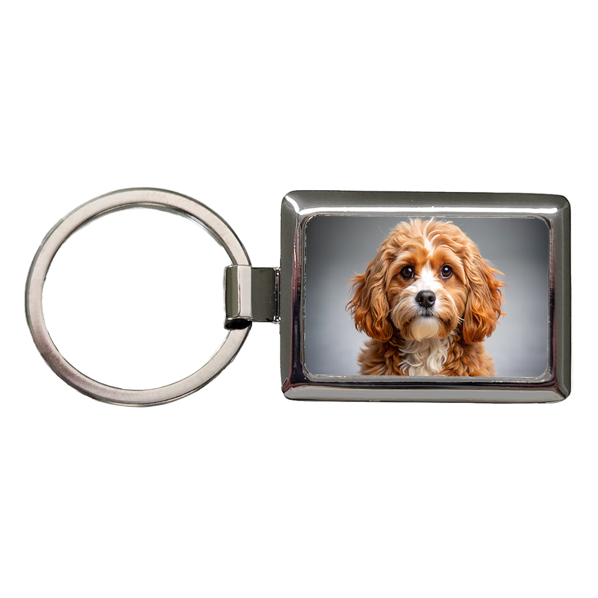 Cavapoo Dog Photo Rectangle Metal Keychain
