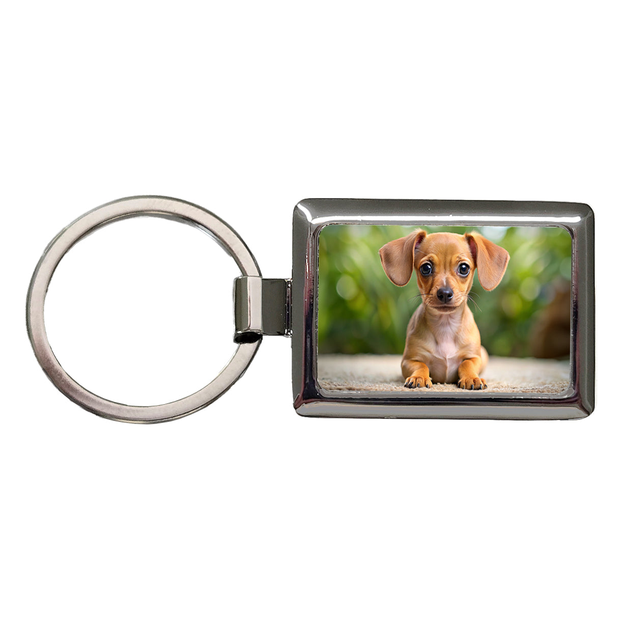 Chiweenie Dog Puppy Photo Rectangle Metal Keychain