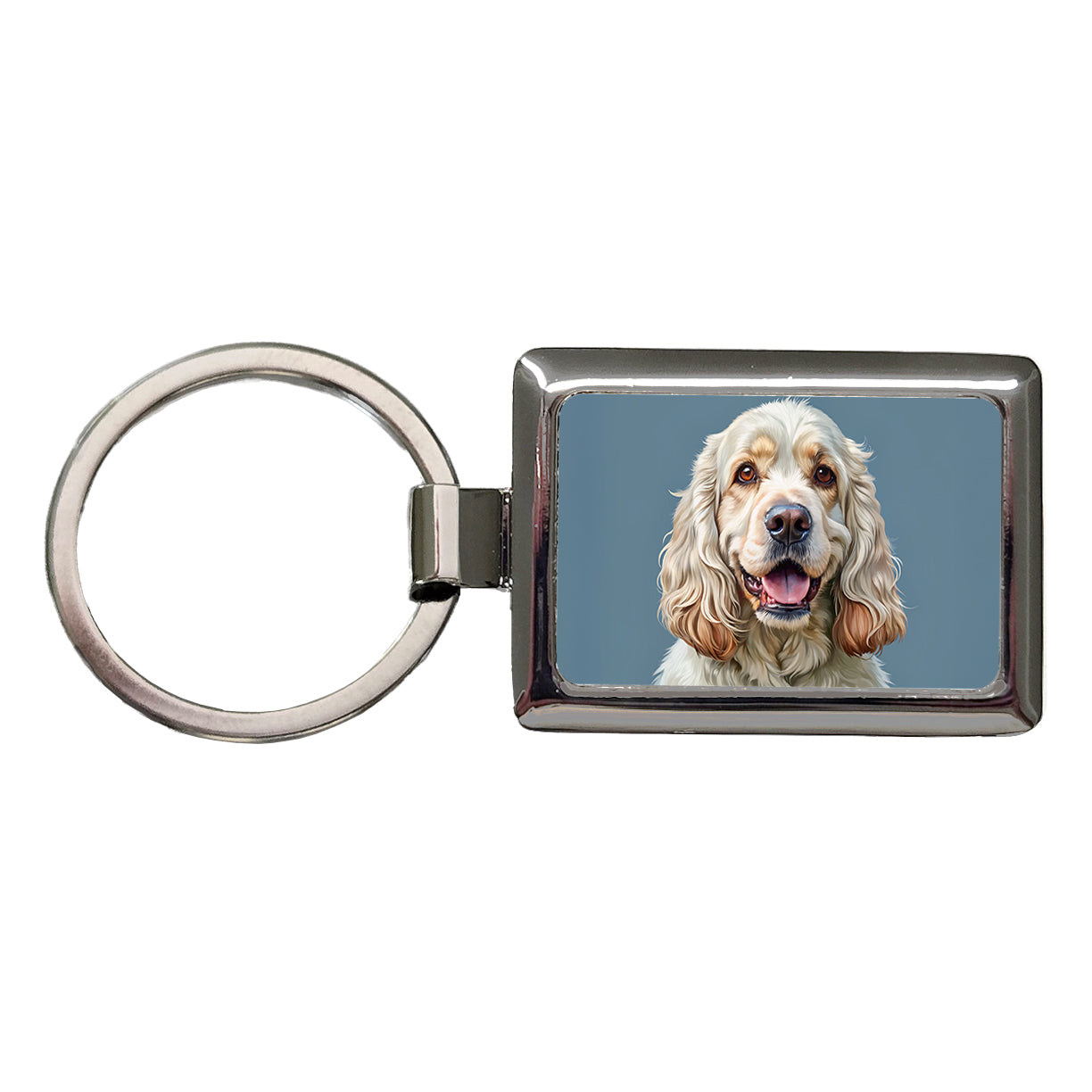 Clumber Spaniel Dog Illustration Rectangle Metal Keychain