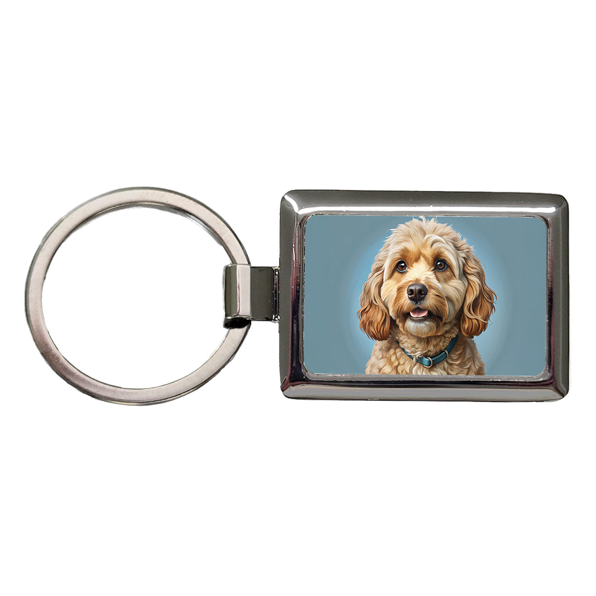 Cockapoo Dog Illustration Rectangle Metal Keychain