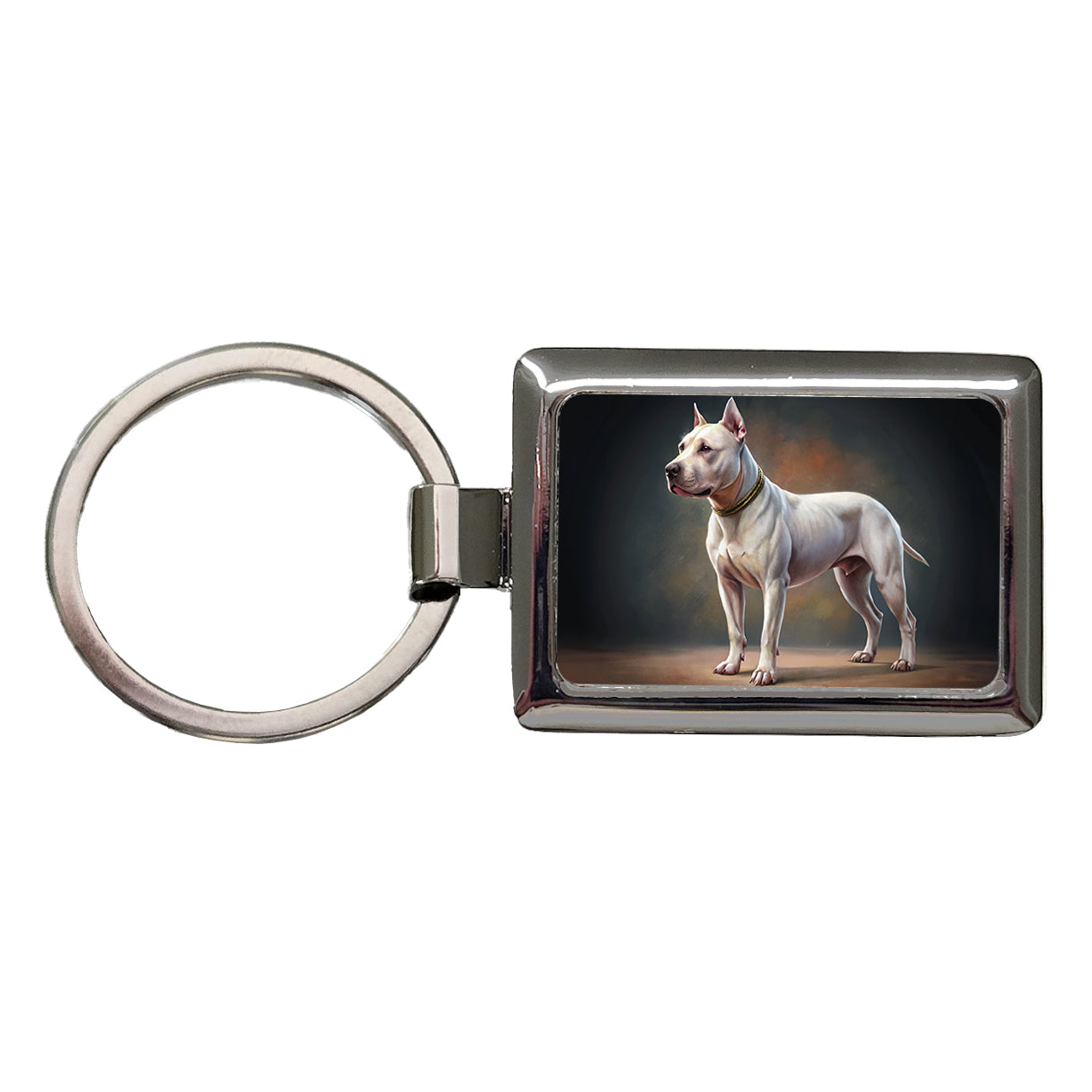 Dogo Argentino Dog Illustration Rectangle Metal Keychain