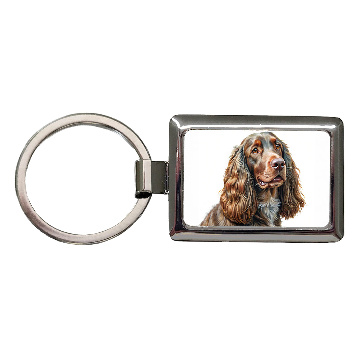 Field Spaniel Dog Illustration Rectangle Metal Keychain