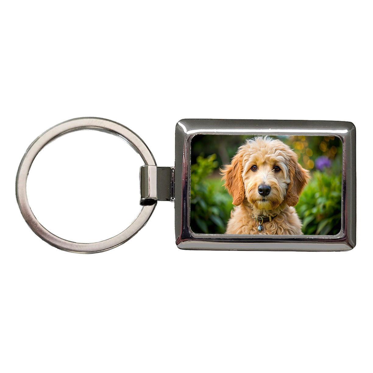Goldendoodle Dog Photo Rectangle Metal Keychain