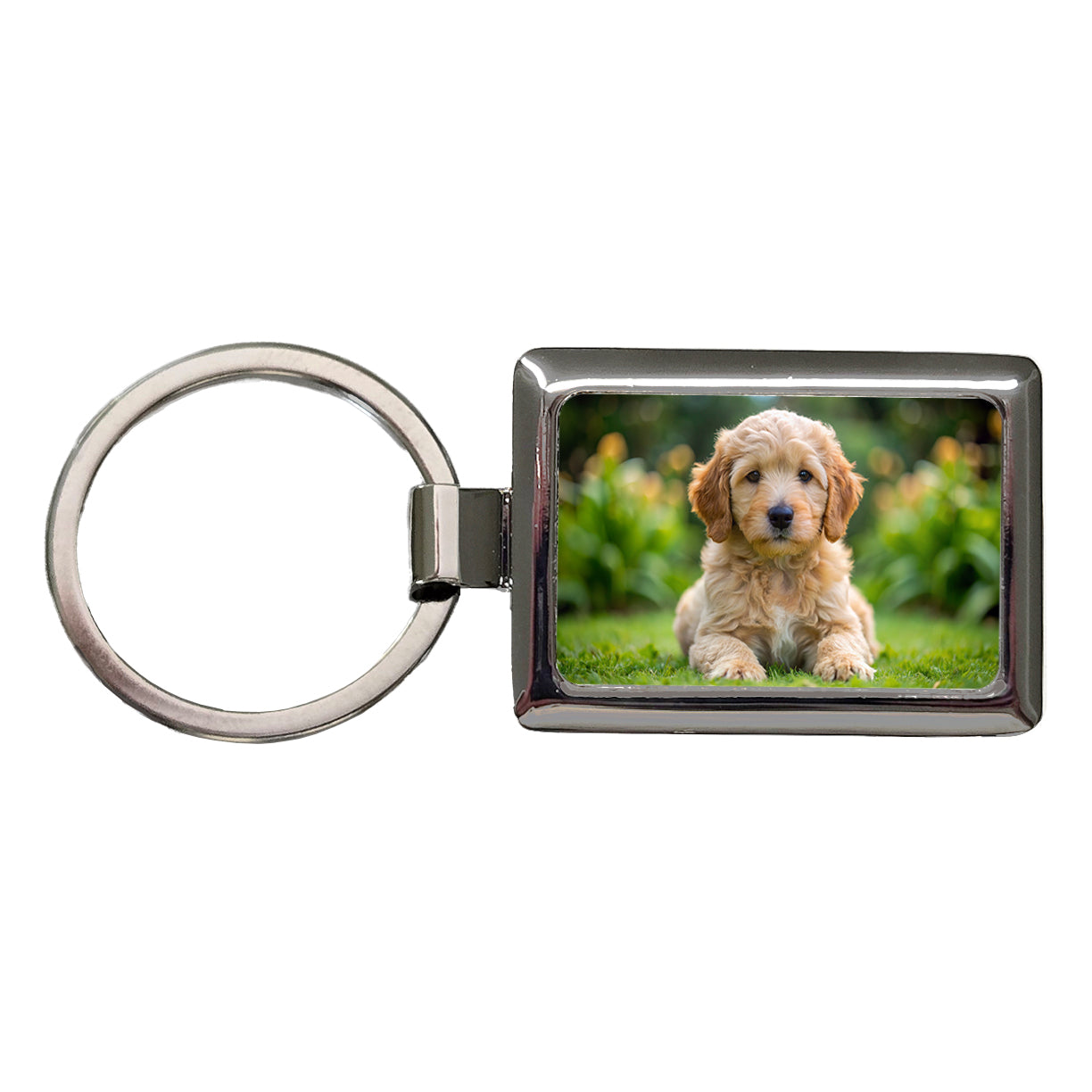 Goldendoodle Dog Puppy Photo Rectangle Metal Keychain