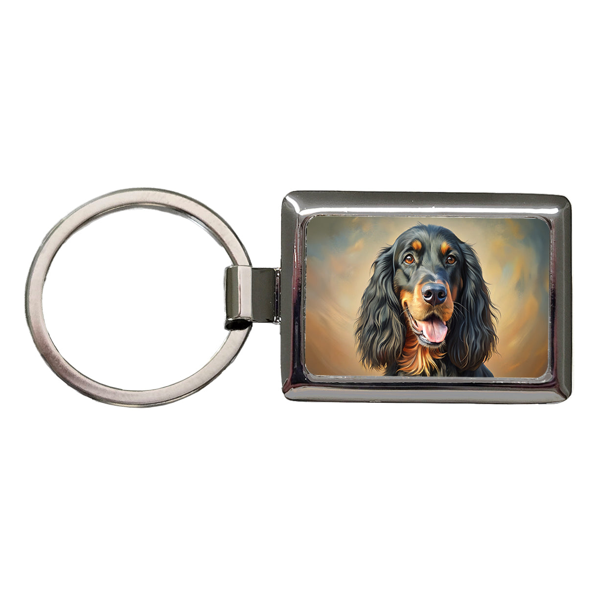 Gordon Setter Dog Illustration Rectangle Metal Keychain