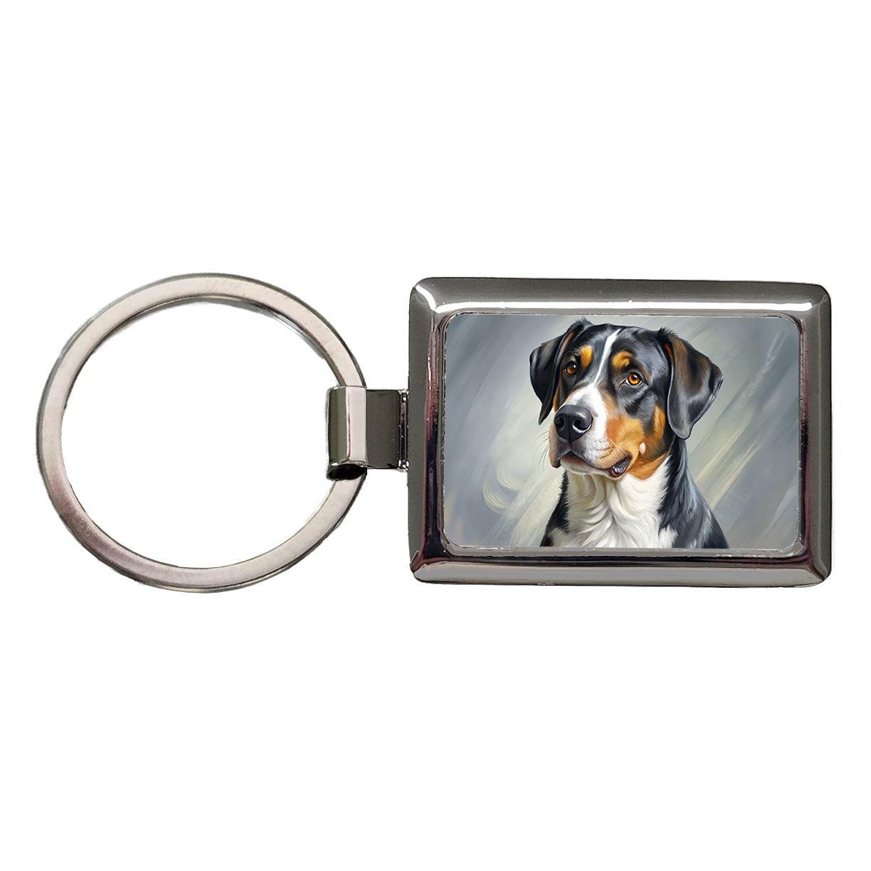 Greater Swiss Mountain Dog Illustration Rectangle Metal Keychain