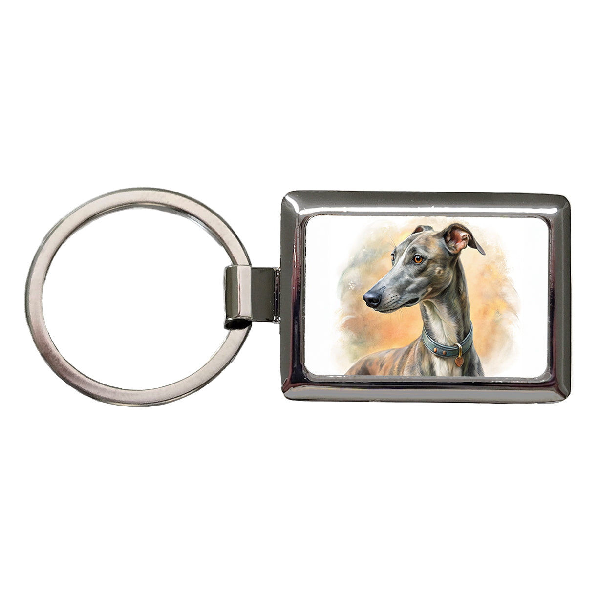 Greyhound Dog Illustration Rectangle Metal Keychain