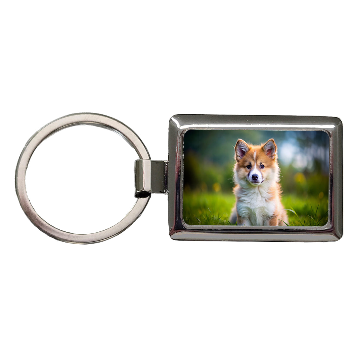 Icelandic Sheepdog Dog Puppy Photo Rectangle Metal Keychain