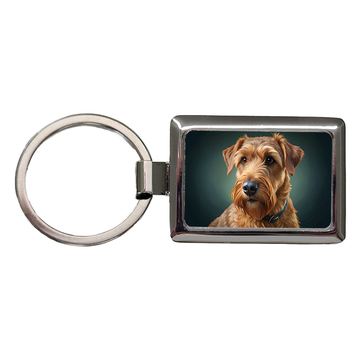 Irish Terrier Dog Illustration Rectangle Metal Keychain