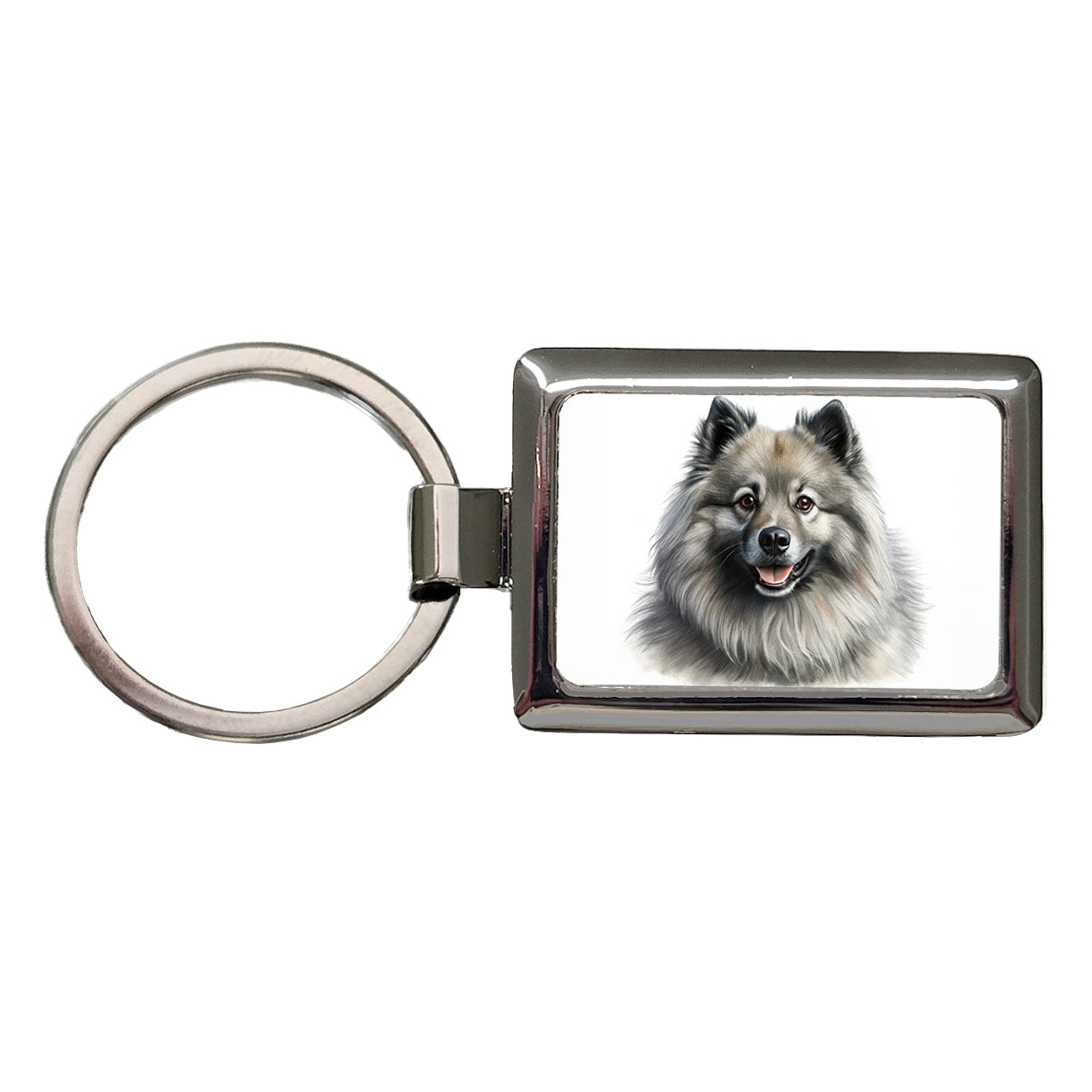 Keeshond Dog Illustration Rectangle Metal Keychain
