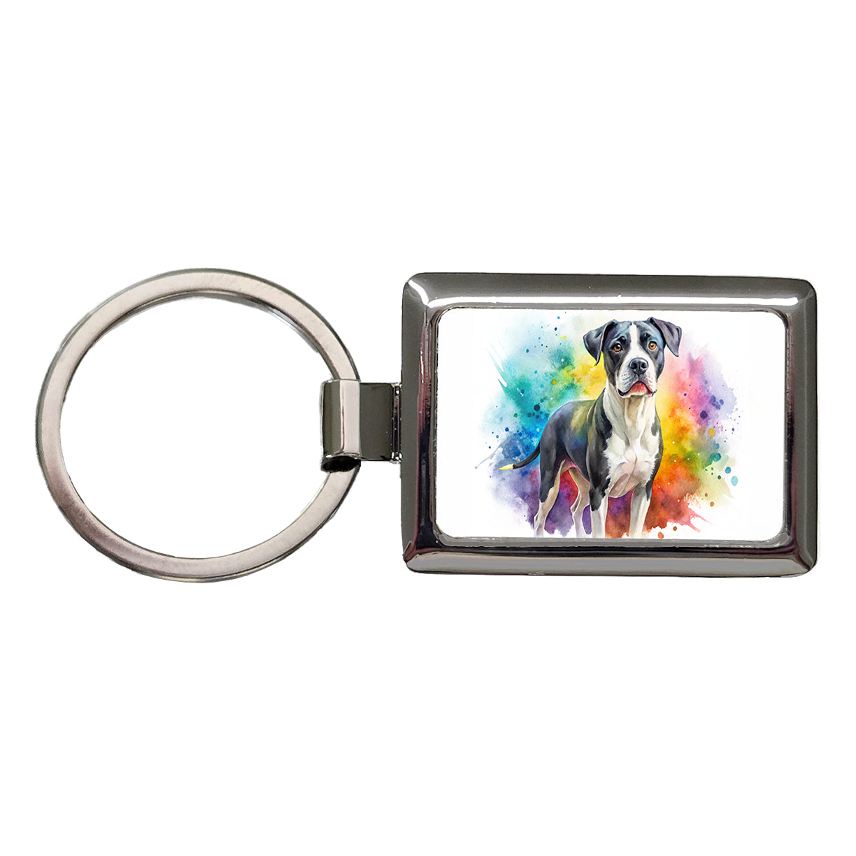 Labrabull Dog Watercolor Style Rectangle Metal Keychain