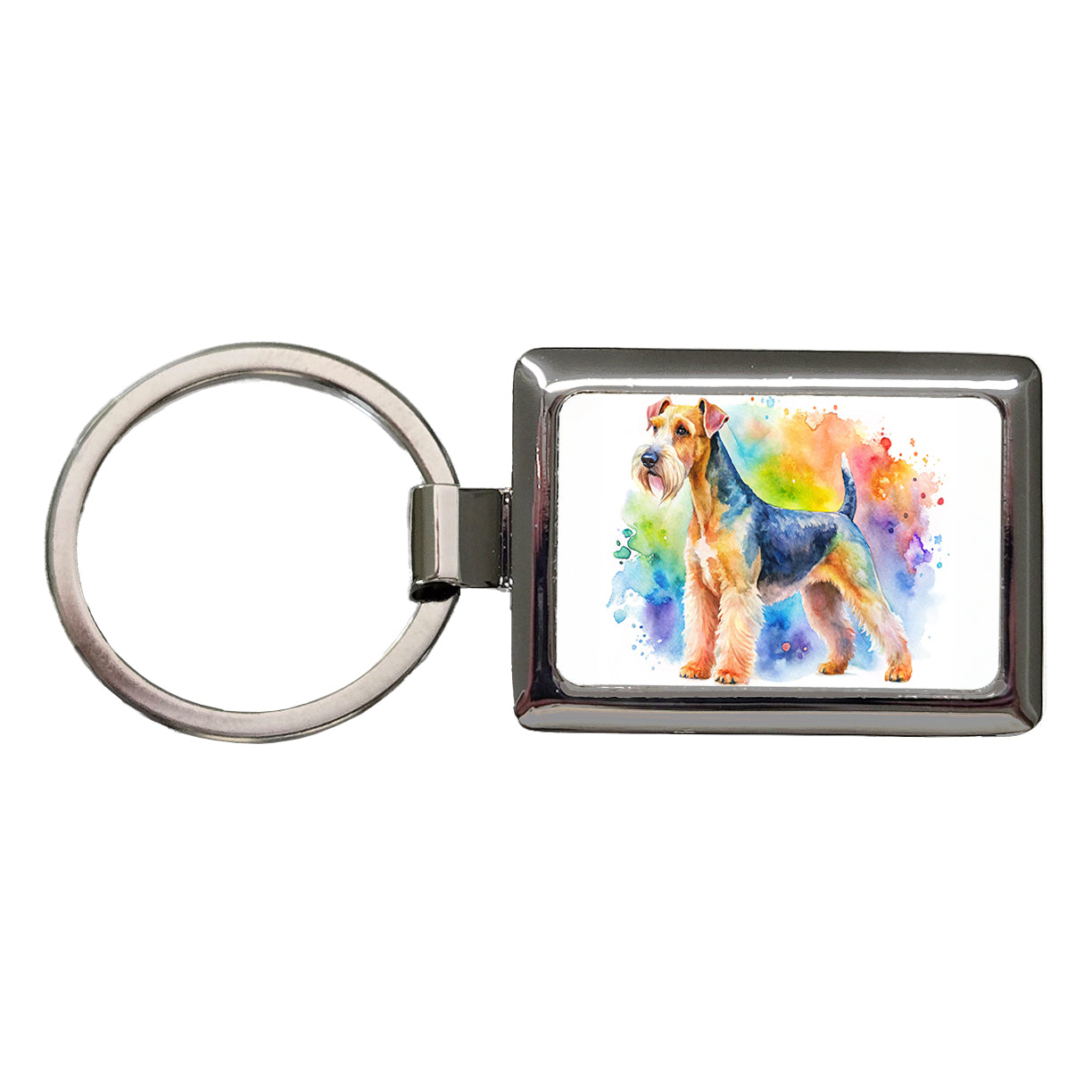 Lakeland Terrier Dog Watercolor Style Rectangle Metal Keychain