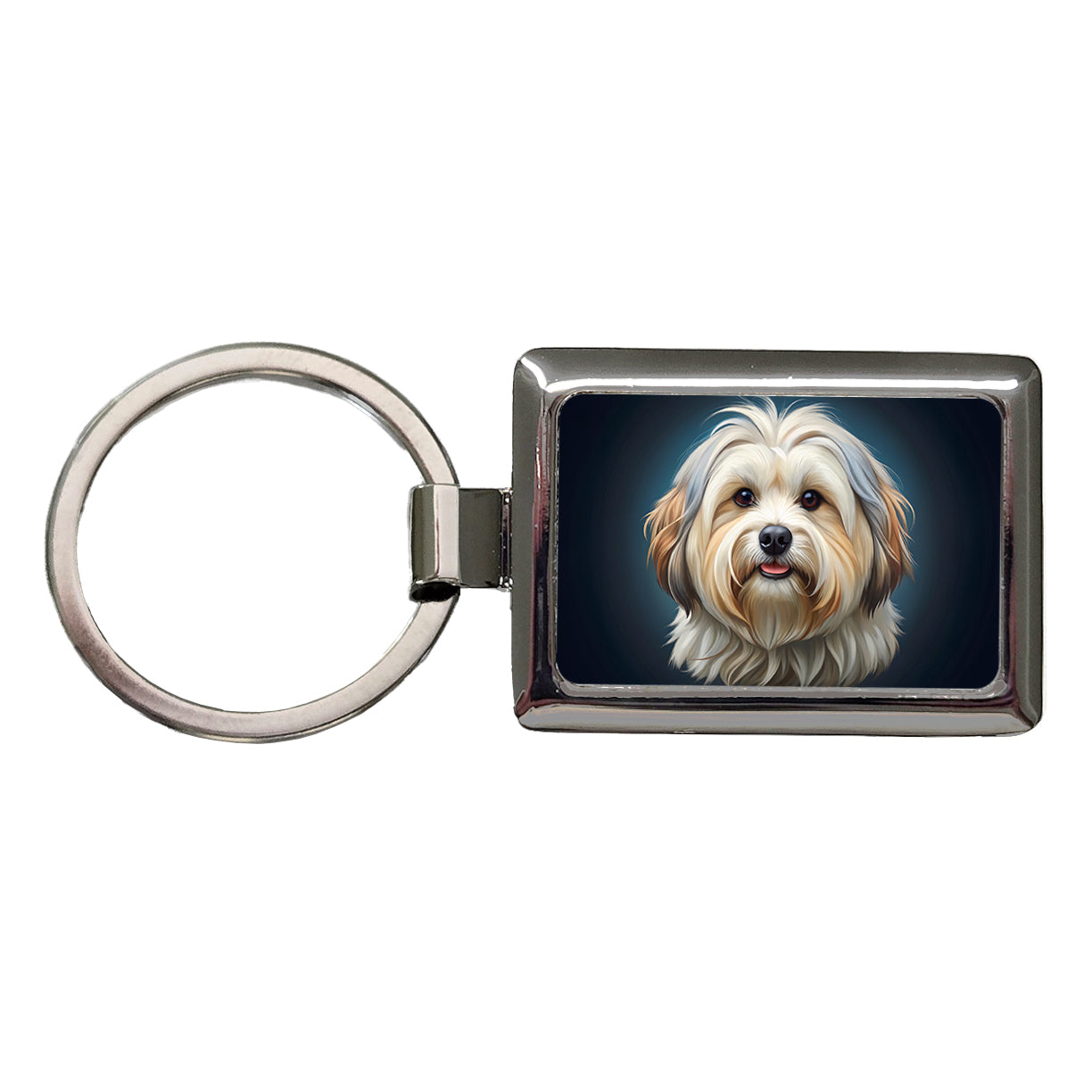 Lhasa Apso Dog Illustration Rectangle Metal Keychain