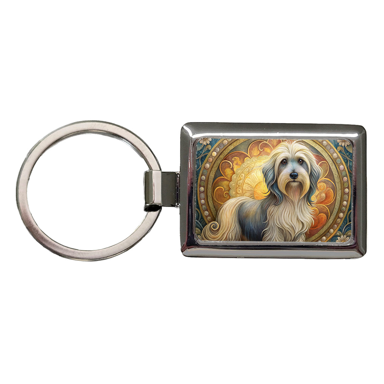 Lowchen Little Lion Dog Art Nouveau Rectangle Metal Keychain