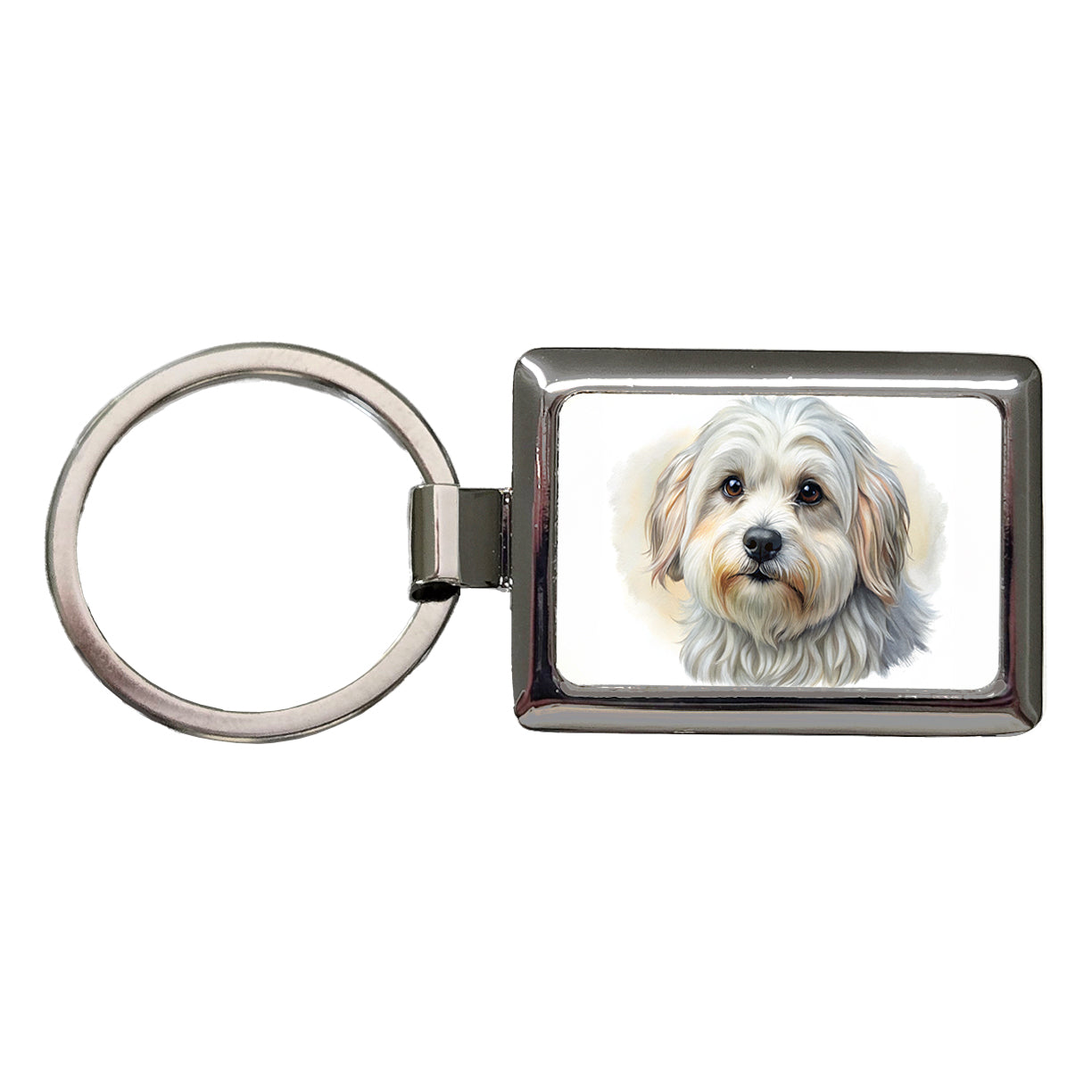 Lowchen Little Lion Dog Illustration Rectangle Metal Keychain