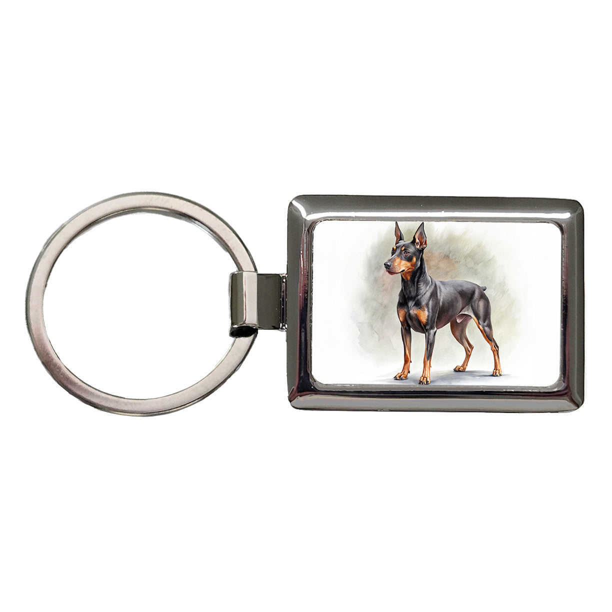Manchester Terrier Dog Illustration Rectangle Metal Keychain