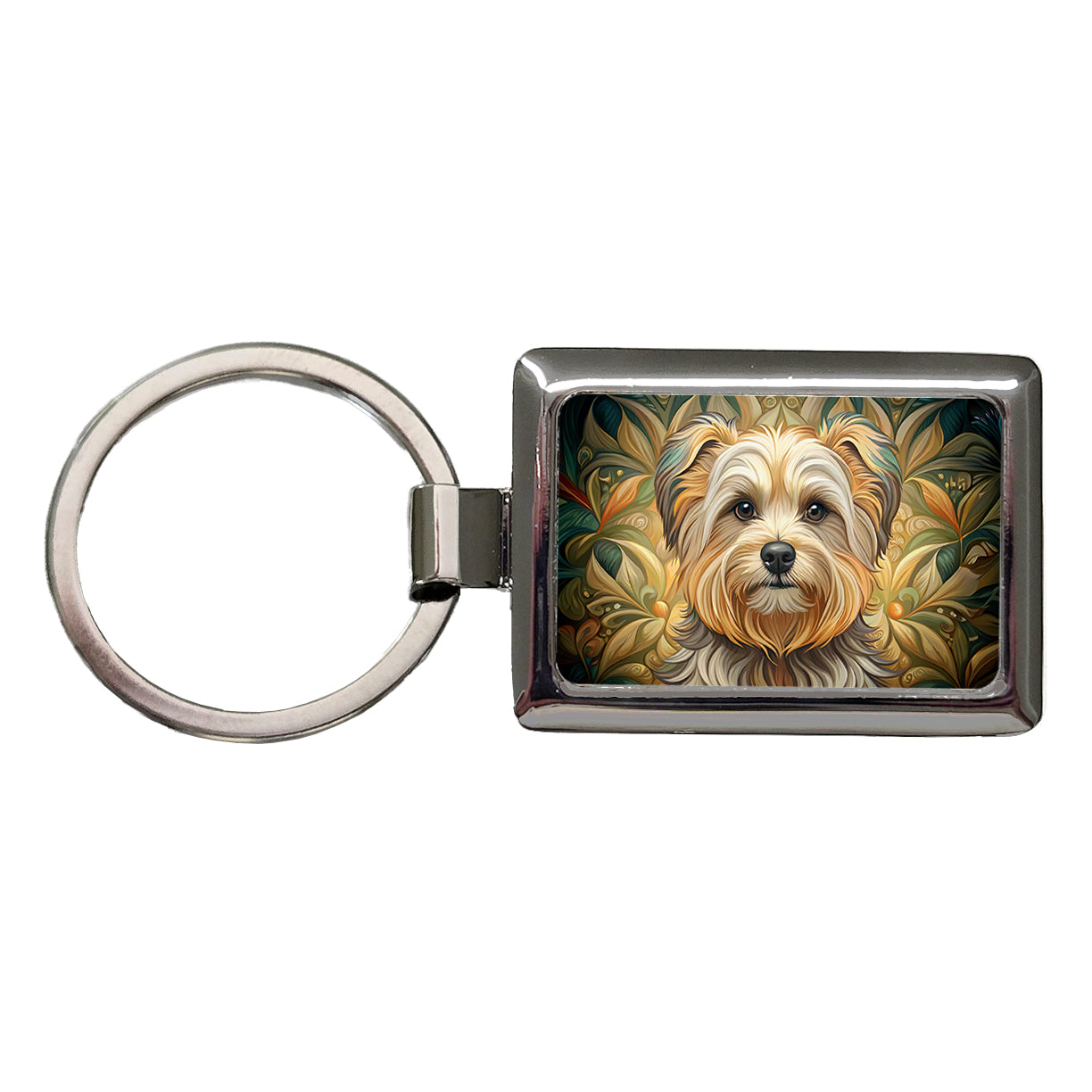 Morkie Dog Art Nouveau Rectangle Metal Keychain