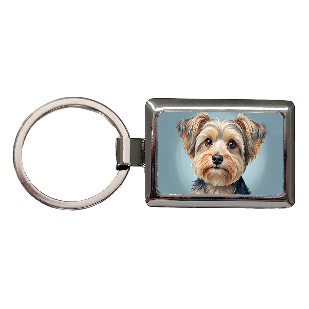 Morkie Dog Illustration Rectangle Metal Keychain