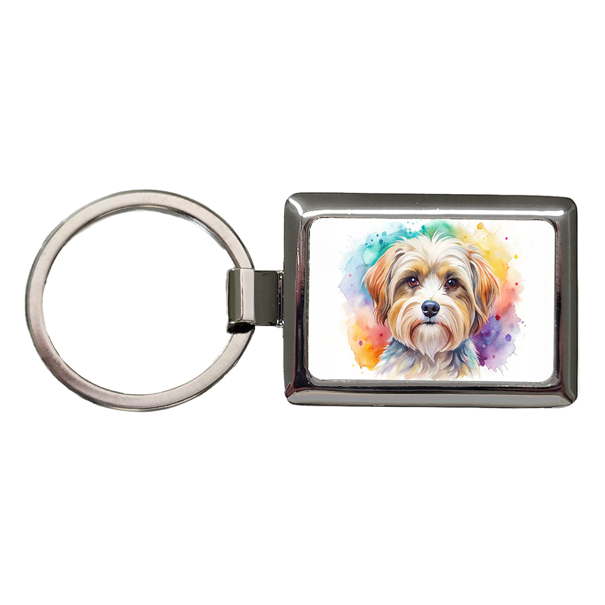 Morkie Dog Watercolor Style Rectangle Metal Keychain
