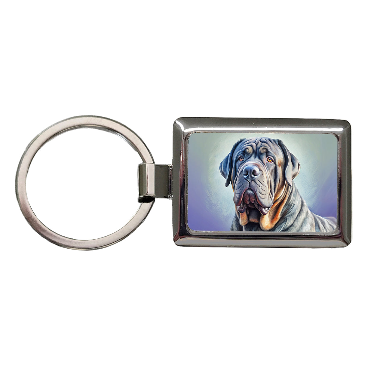 Neapolitan Mastiff Dog Illustration Rectangle Metal Keychain