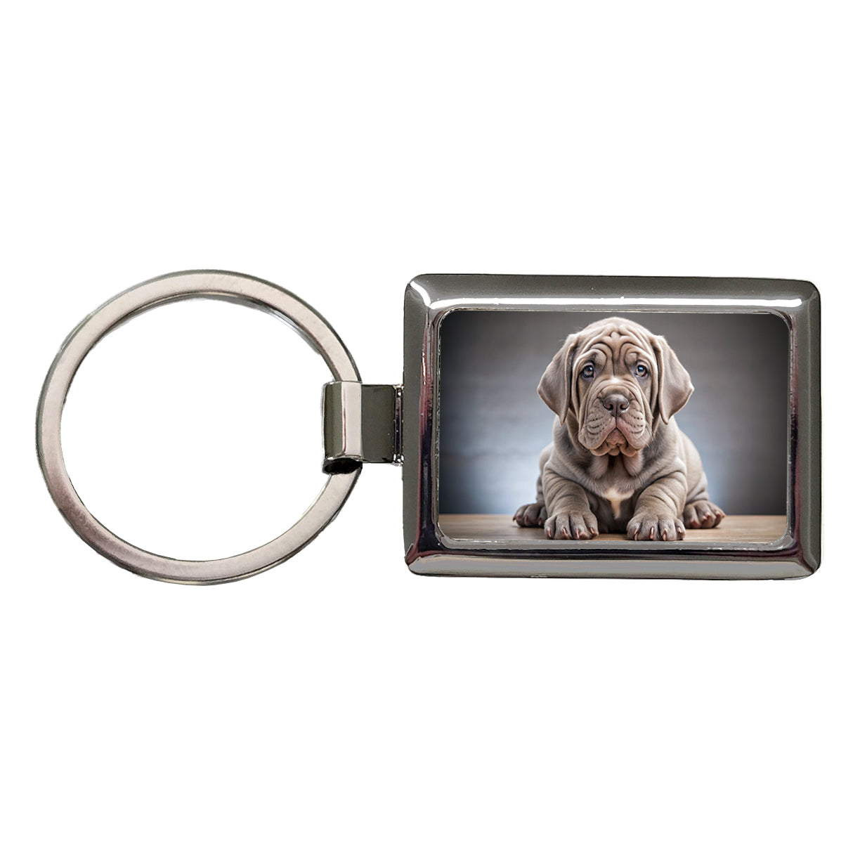 Neapolitan Mastiff Dog Puppy Photo Rectangle Metal Keychain