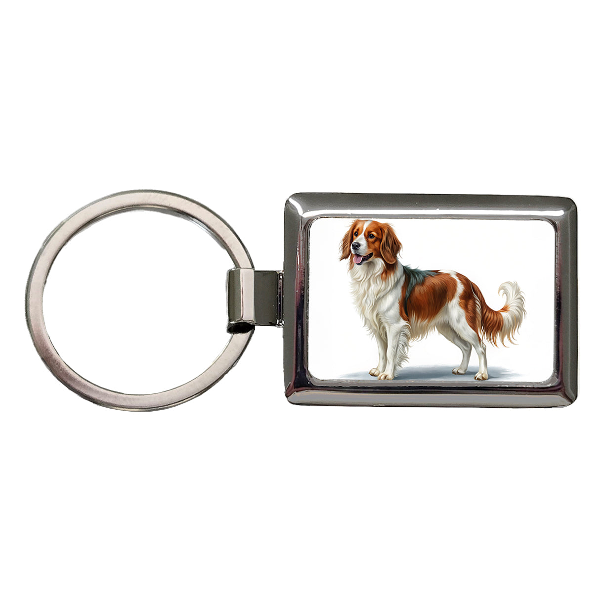 Nederlandse Kooikerhondje Dog Illustration Rectangle Metal Keychain