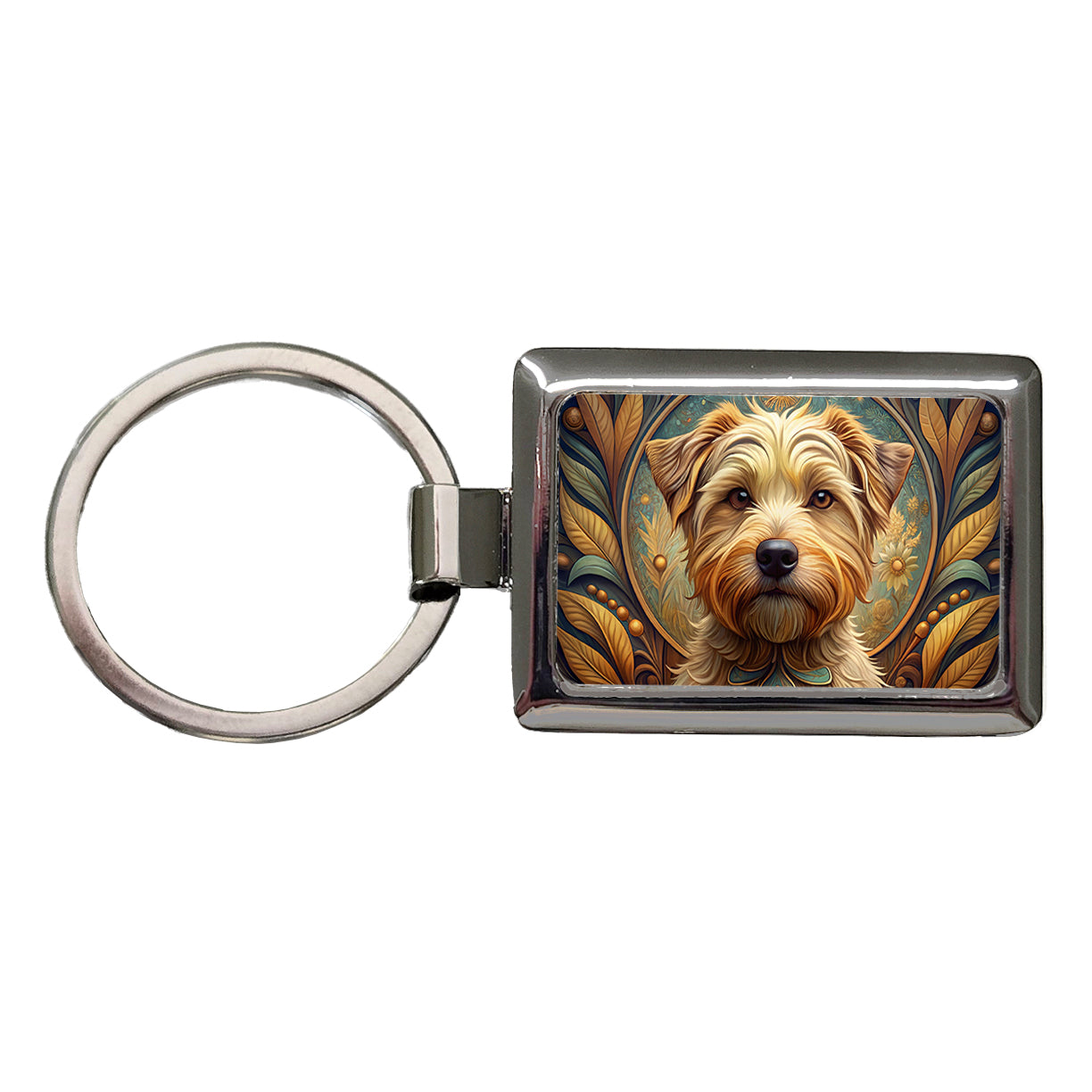 Norfolk Terrier Dog Art Nouveau Rectangle Metal Keychain
