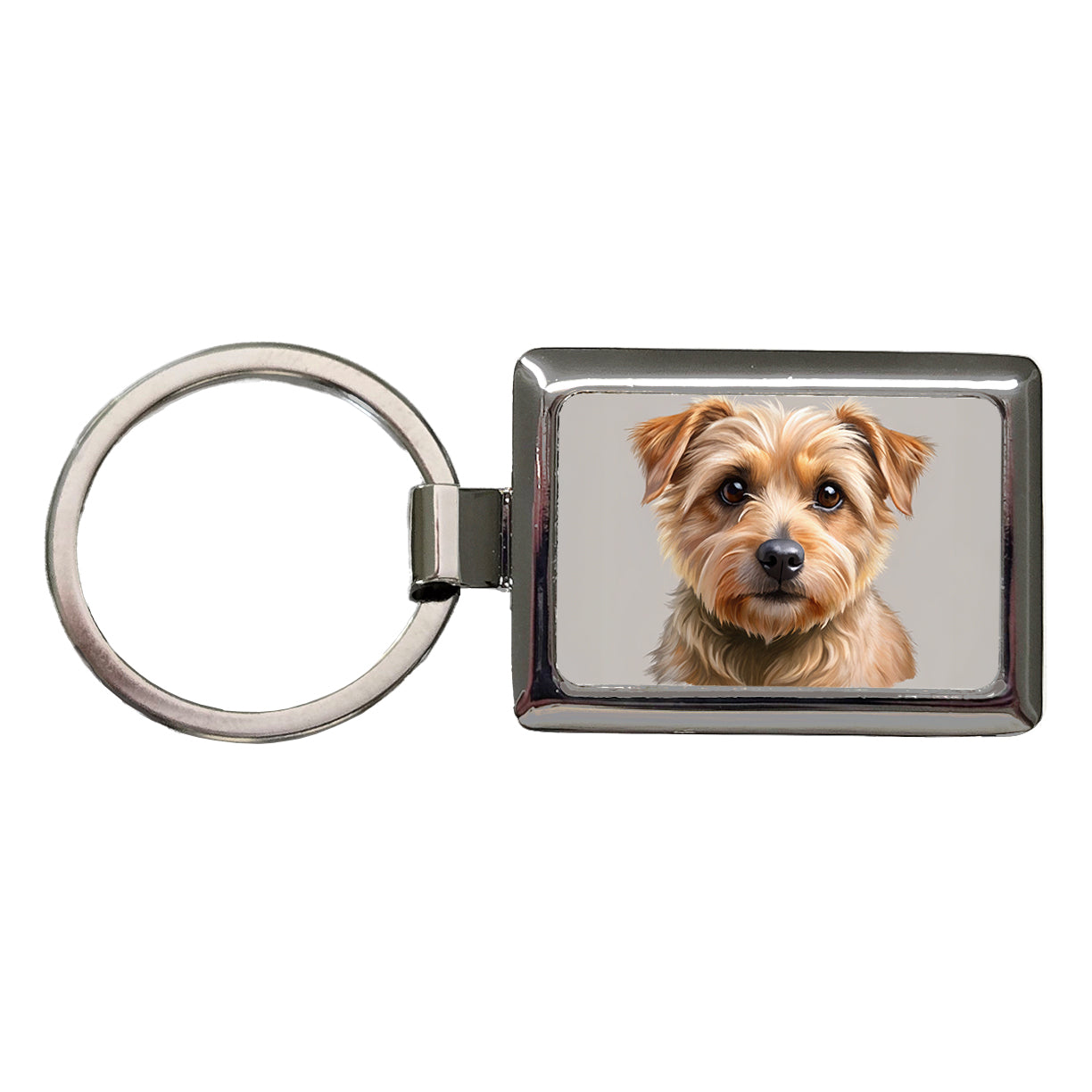 Norfolk Terrier Dog Illustration Rectangle Metal Keychain