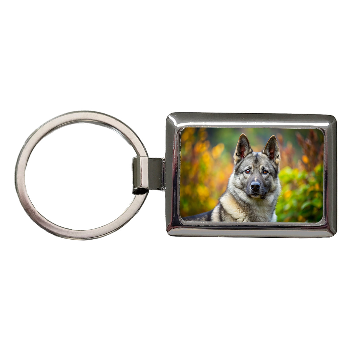 Norwegian Elkhound Dog Photo Rectangle Metal Keychain