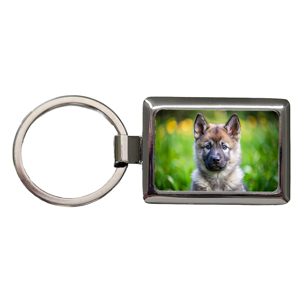 Norwegian Elkhound Dog Puppy Photo Rectangle Metal Keychain