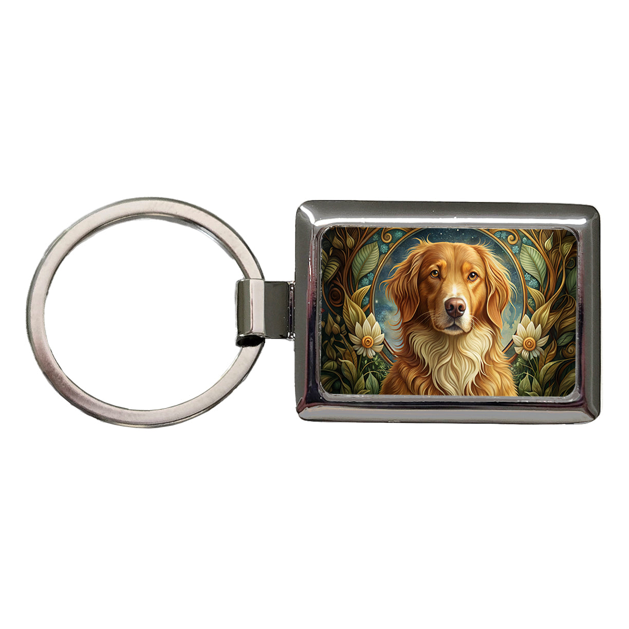 Nova Scotia Duck Tolling Retriever Dog Art Nouveau Rectangle Metal Keychain