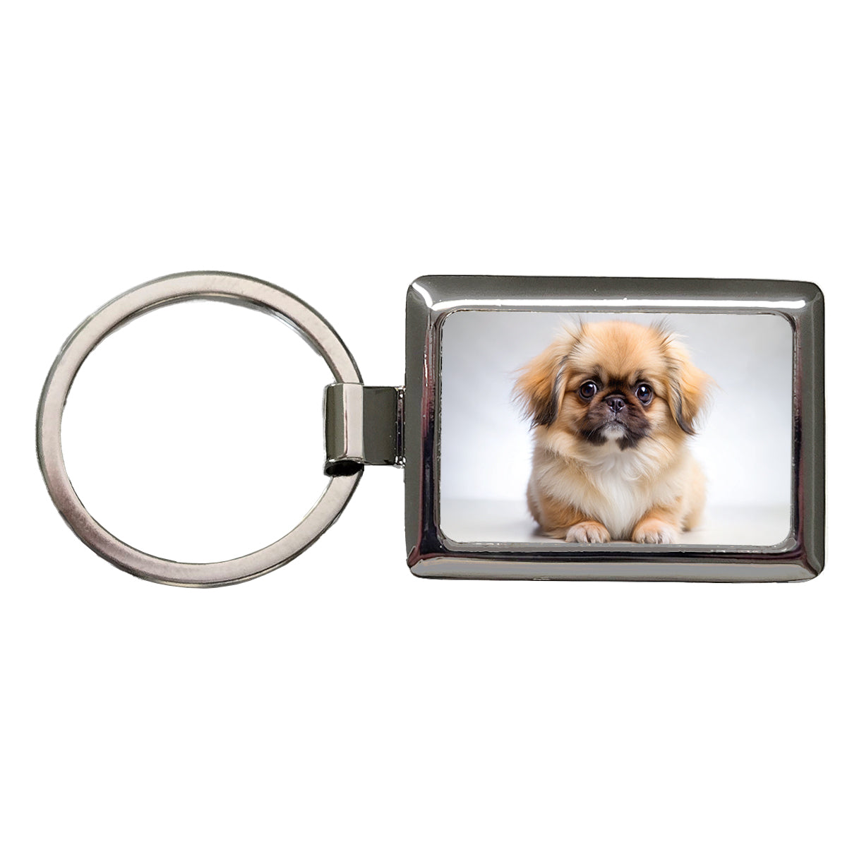 Pekingese Dog Puppy Photo Rectangle Metal Keychain
