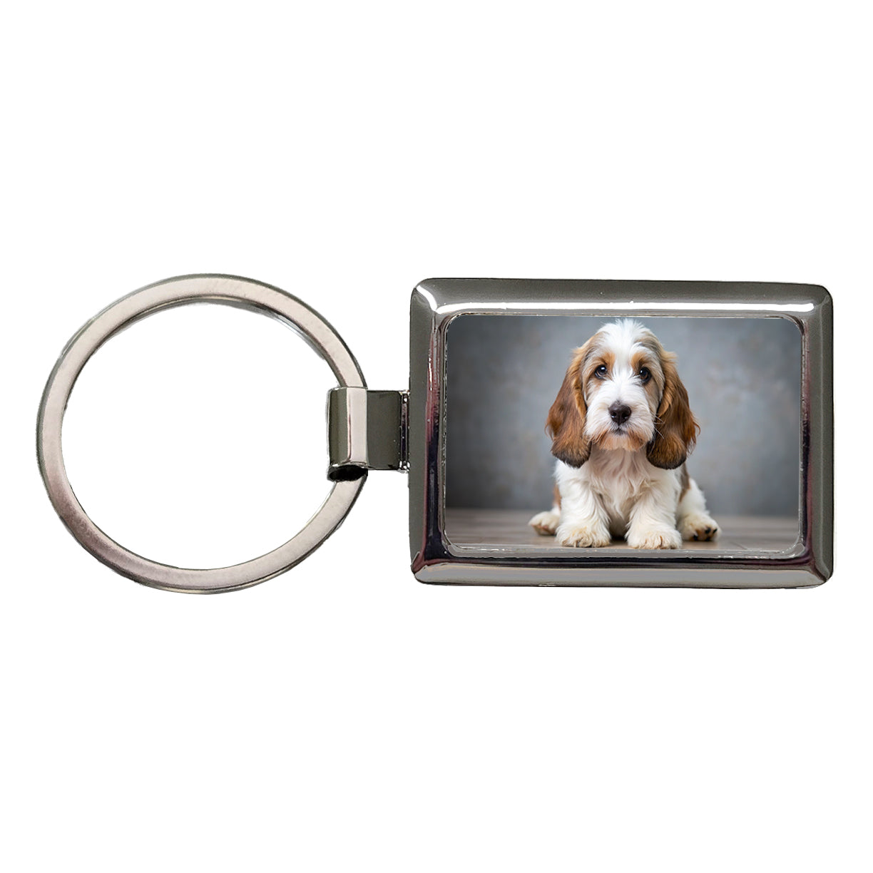 Petit Basset Griffon Vendeen Dog Puppy Photo Rectangle Metal Keychain