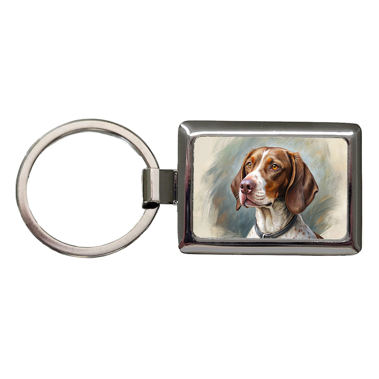 Pointer Dog Illustration Rectangle Metal Keychain