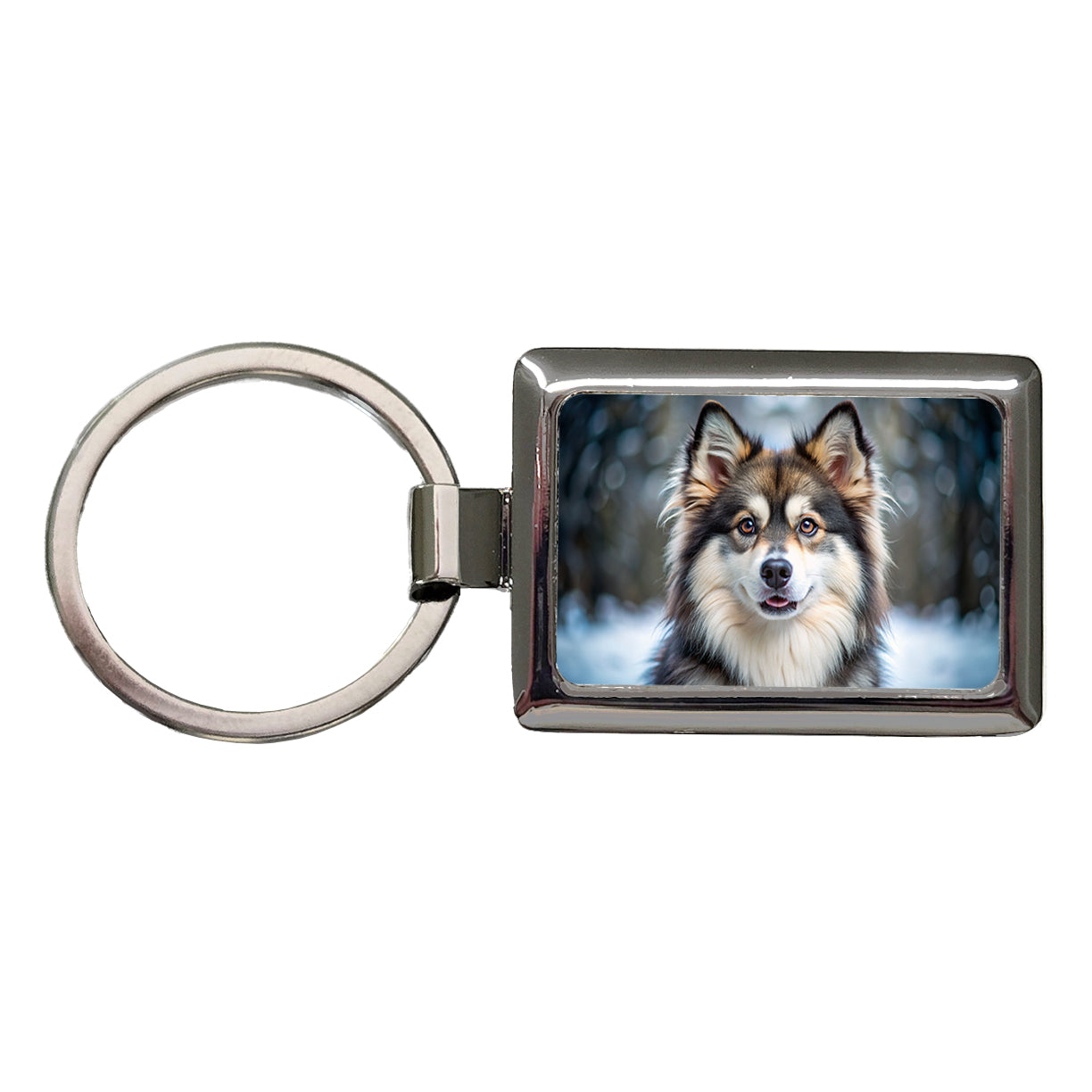 Pomsky Dog Photo Rectangle Metal Keychain