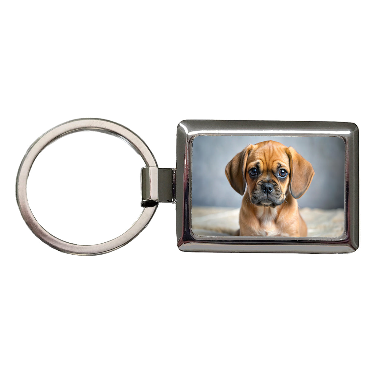 Puggle Dog Puppy Photo Rectangle Metal Keychain