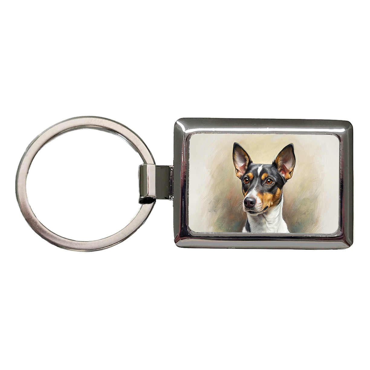 Rat Terrier Dog Illustration Rectangle Metal Keychain