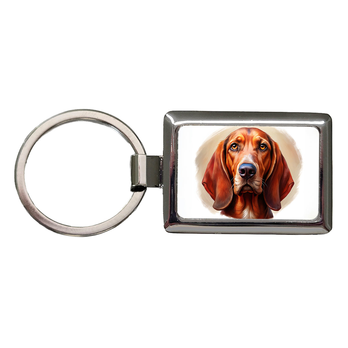 Redbone Coonhound Dog Illustration Rectangle Metal Keychain
