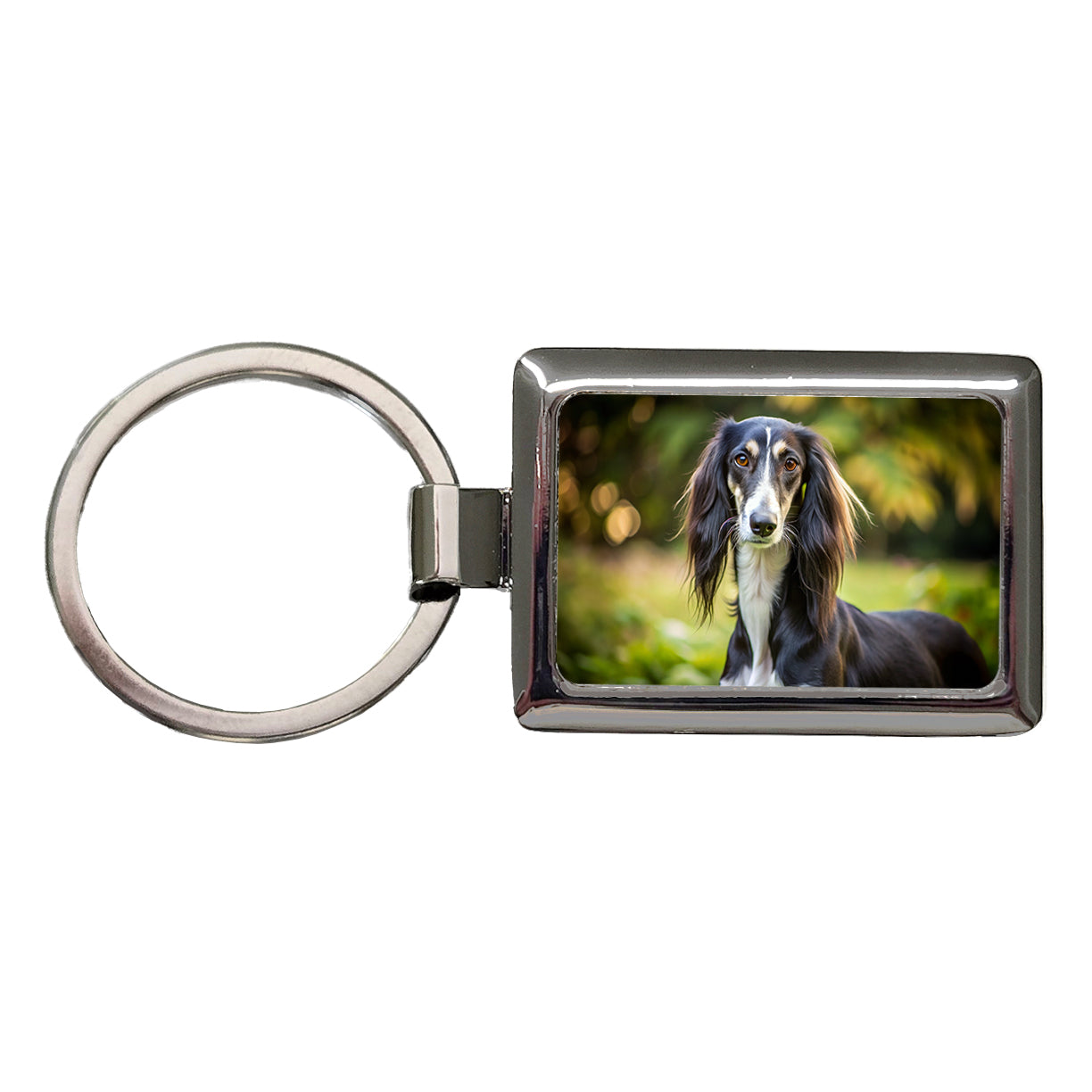 Saluki Dog Photo Rectangle Metal Keychain