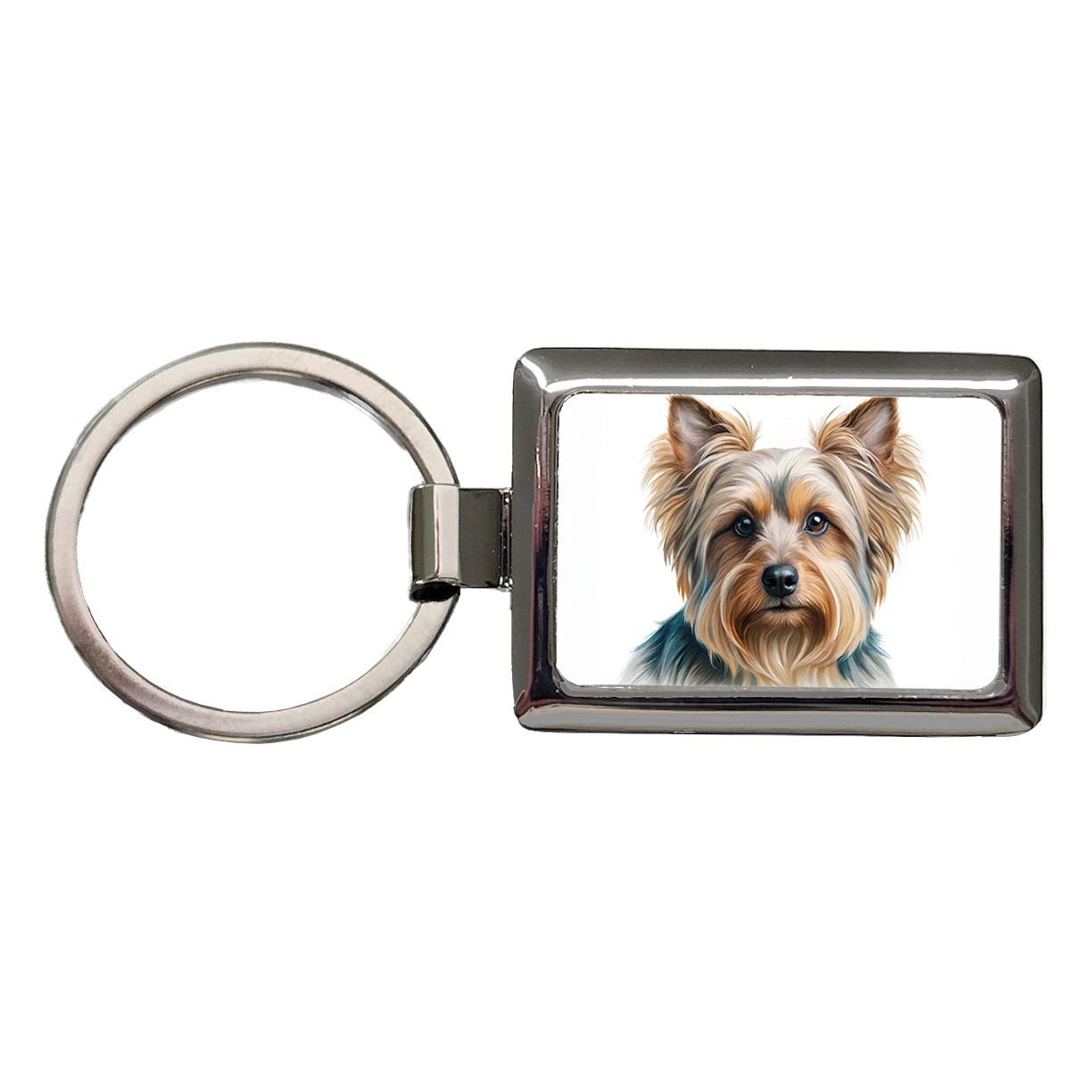 Silky Terrier Dog Illustration Rectangle Metal Keychain