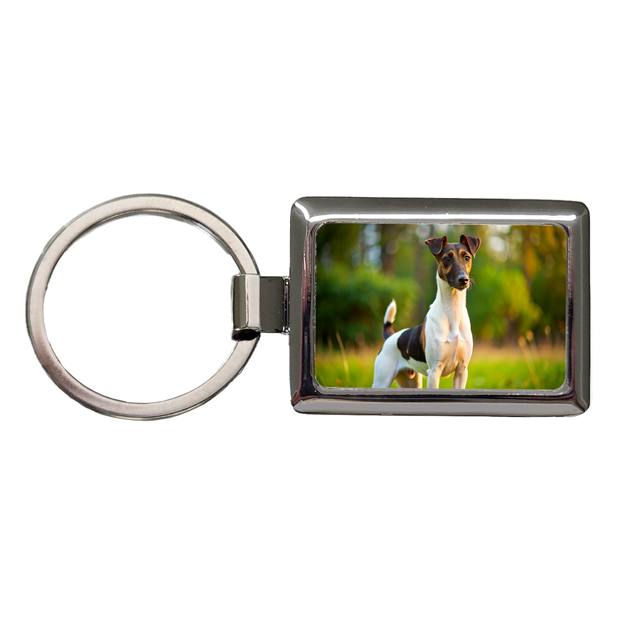 Smooth Fox Terrier Dog Photo Rectangle Metal Keychain