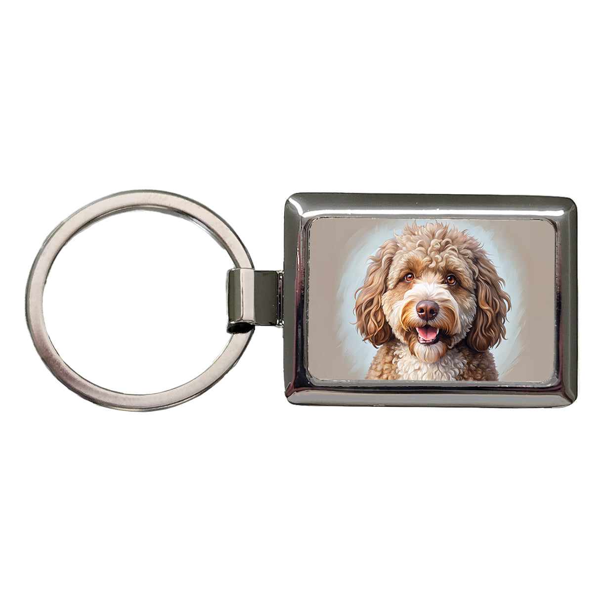 Spanish Water Dog Illustration Rectangle Metal Keychain