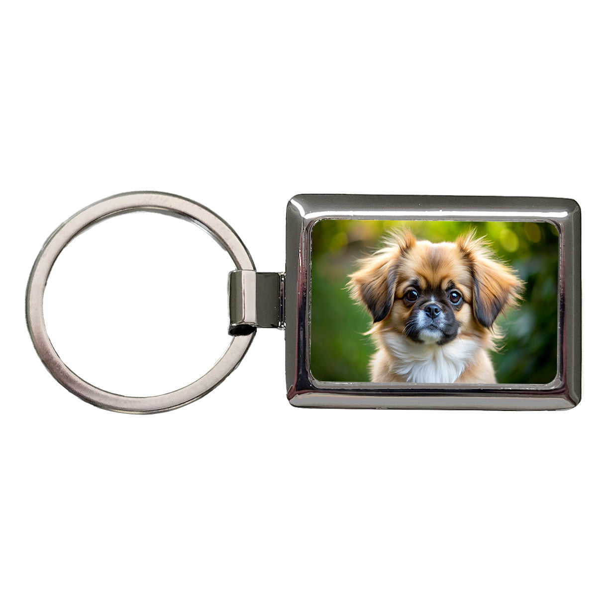 Tibetan Spaniel Dog Puppy Photo Rectangle Metal Keychain