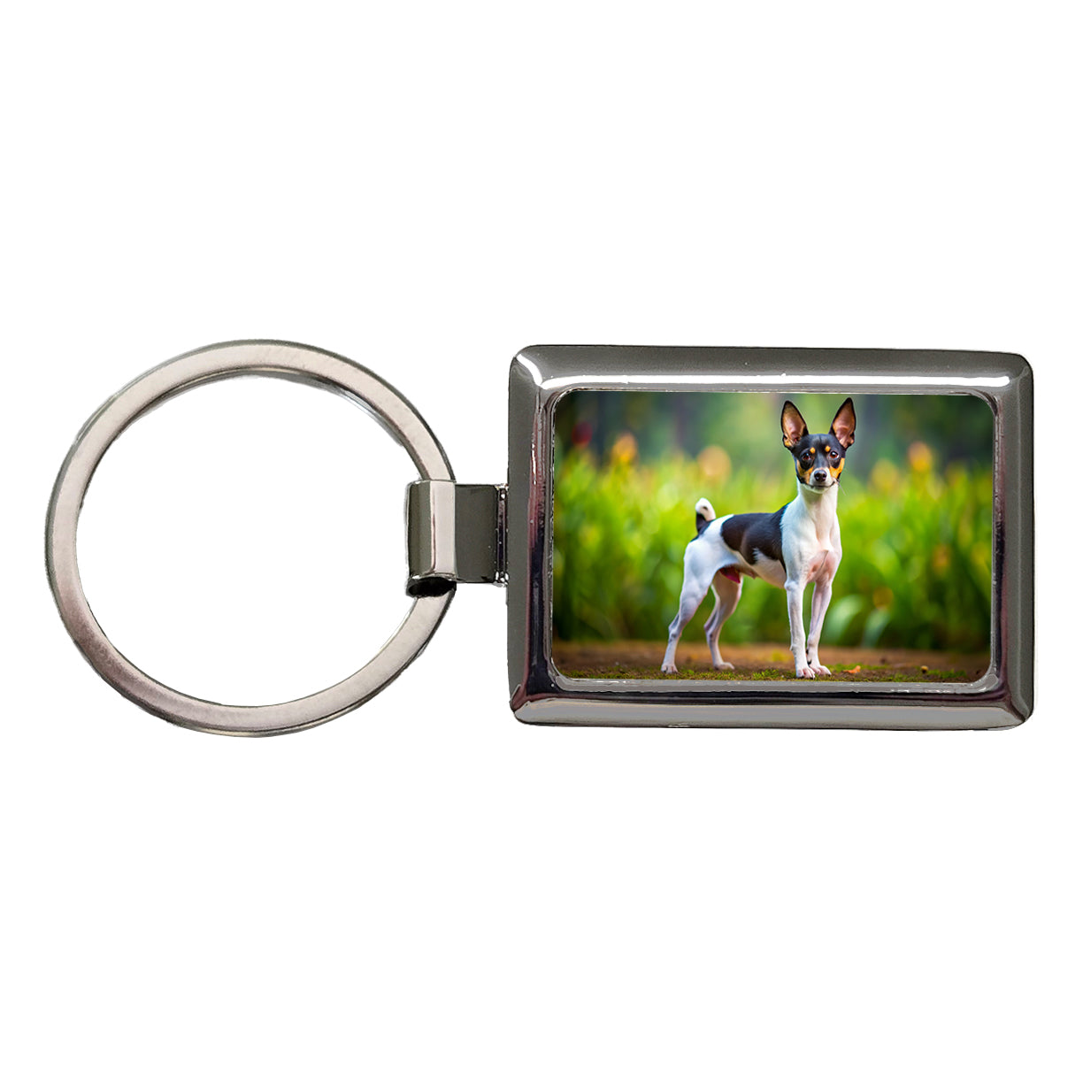 Toy Fox Terrier Dog Photo Rectangle Metal Keychain