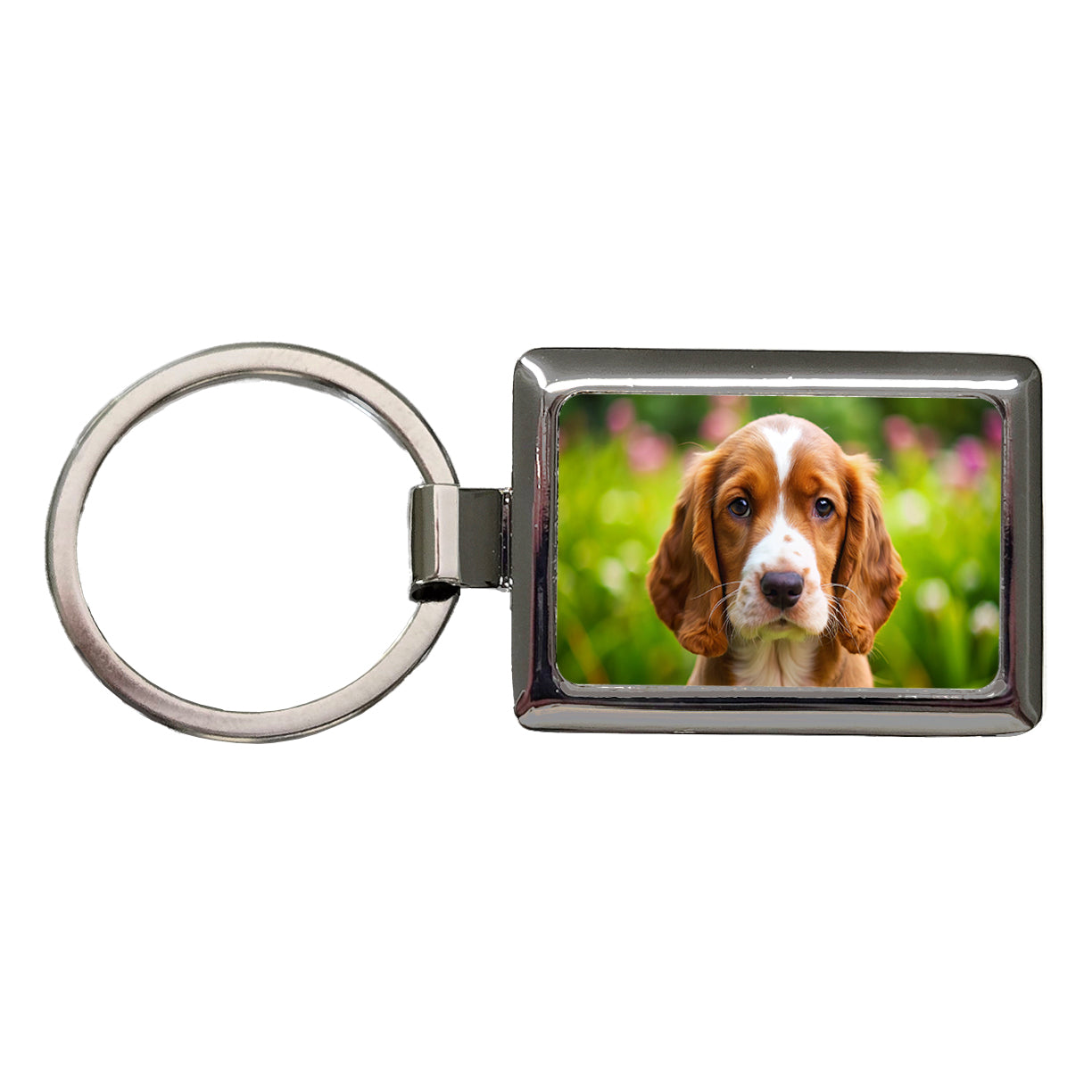 Welsh Springer Spaniel Dog Puppy Photo Rectangle Metal Keychain