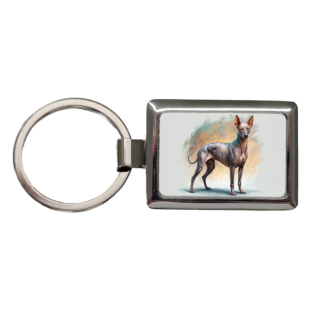 Xoloitzcuintli Xolo Mexican Hairless Dog Illustration Rectangle Metal Keychain