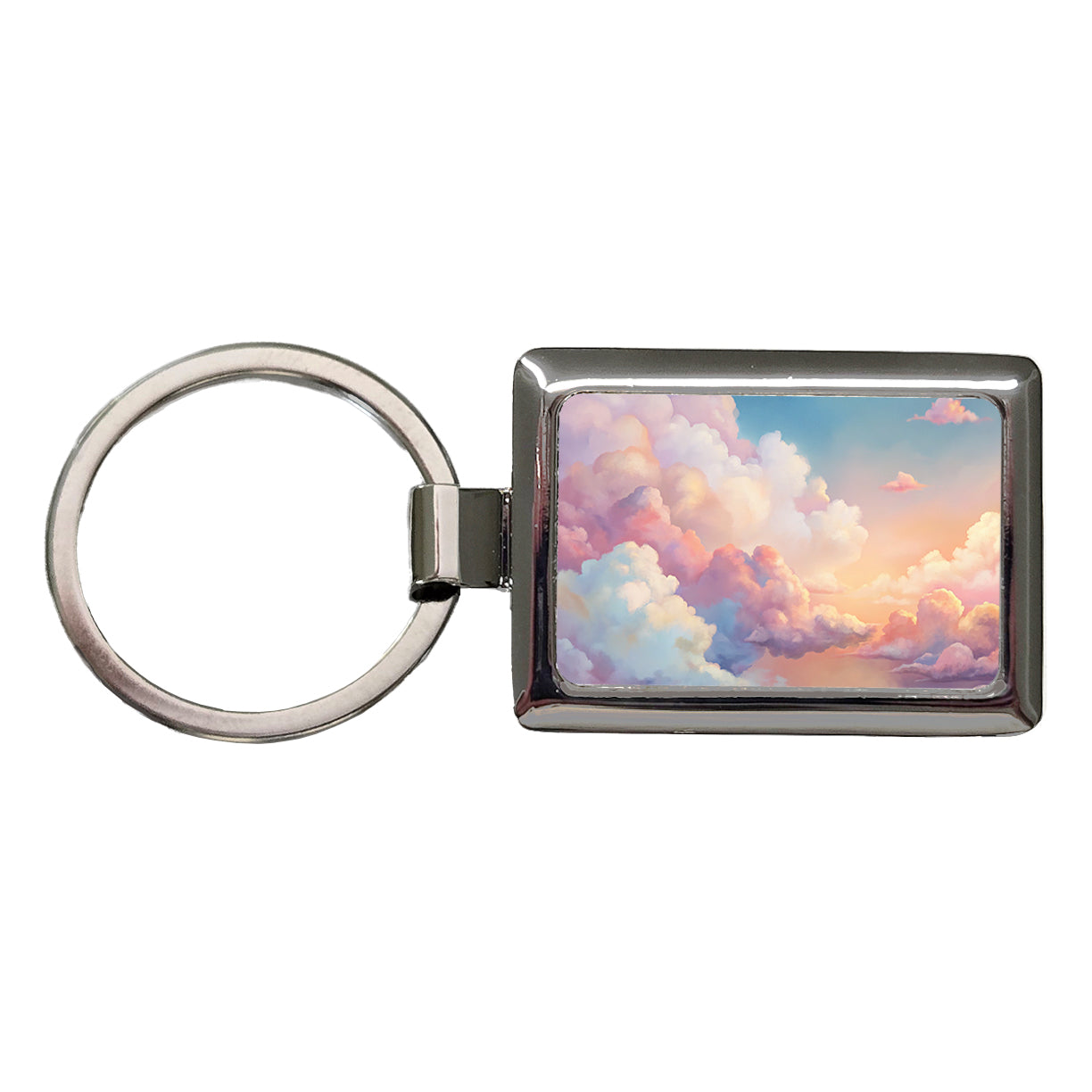 Cloudy Sky Pastel Colors Rectangle Metal Keychain