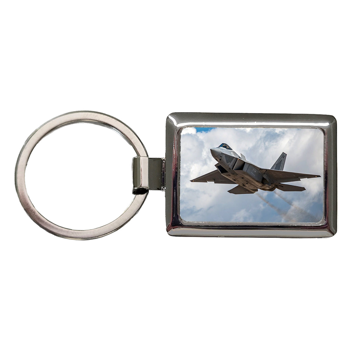 F-22 Raptor In Flight US Air Force Fighter Plane Rectangle Metal Keychain