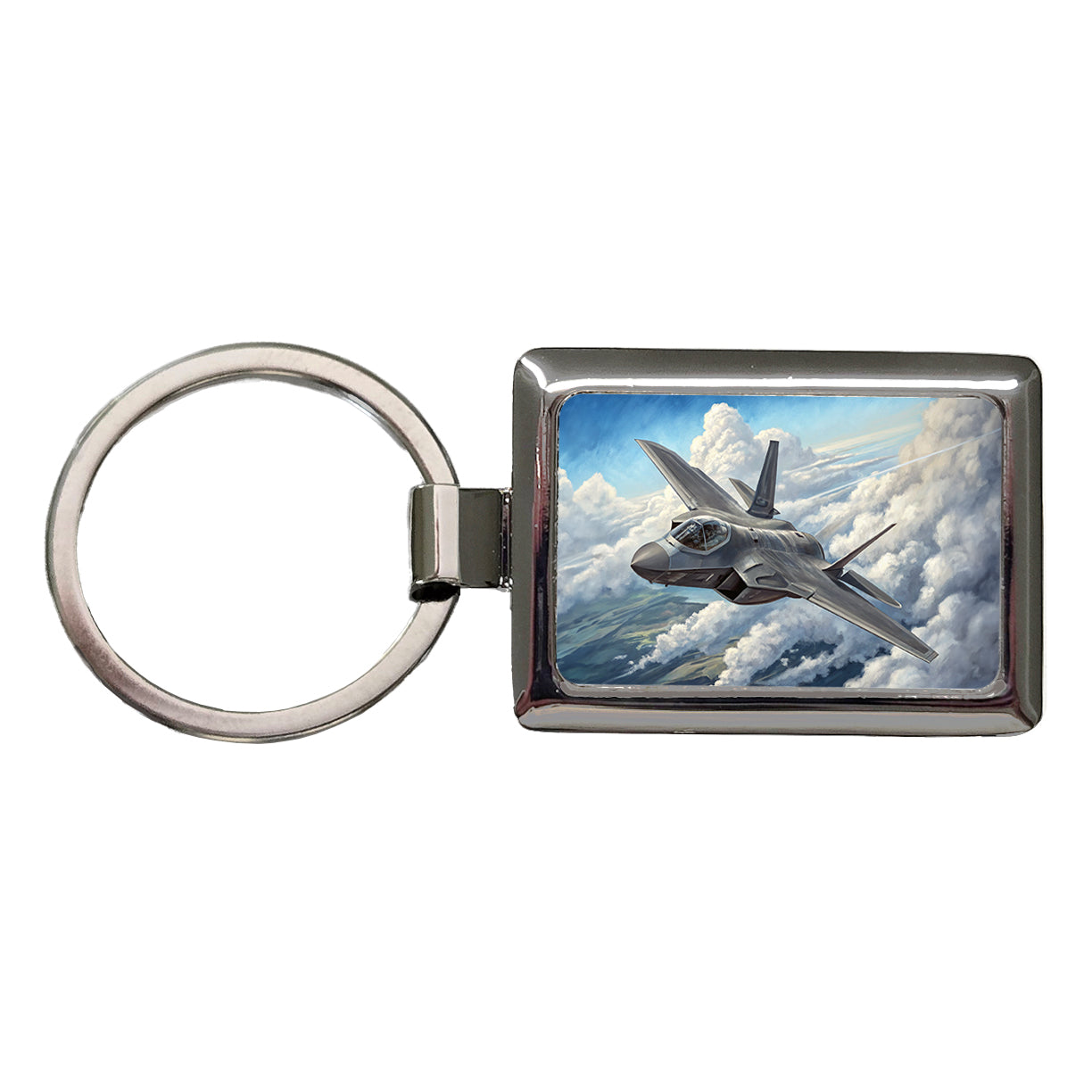 F-35 Lightning II Plane in Flight US Air Force Navy Marines Rectangle Metal Keychain