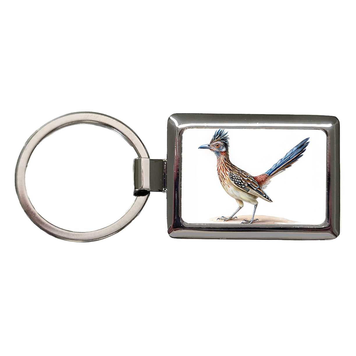 Greater Roadrunner New Mexico State Bird Illustration Rectangle Metal Keychain